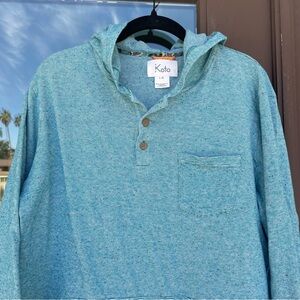 Killer Koto Lightweight Teal Henley Hoodie Sweatshirt L